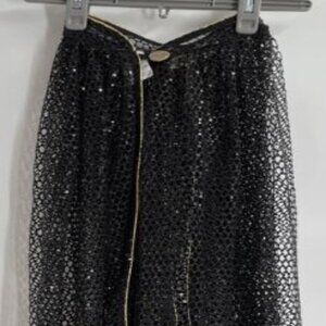 Sana Osmani Women's Gold Trim Black Statement Mesh Fishnet Pants ONE Size
